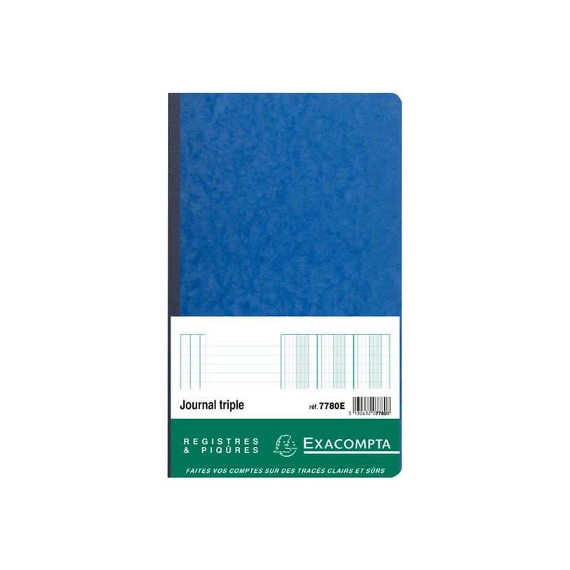 3130632077808-Exacompta - Journal triple folioté 38 lignes - 80 pages - 32 x 19,5 cm-P_287780_1-0