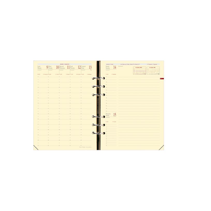 3371010119127-Quo Vadis - Recharge Organiseur - 2026-2027 - Timer 21 Prestige - Semainier Planning - Français - 16 mois de septembre à décembre - 15x21 cm - Papier Clairefontaine ivoire - Fabri--0