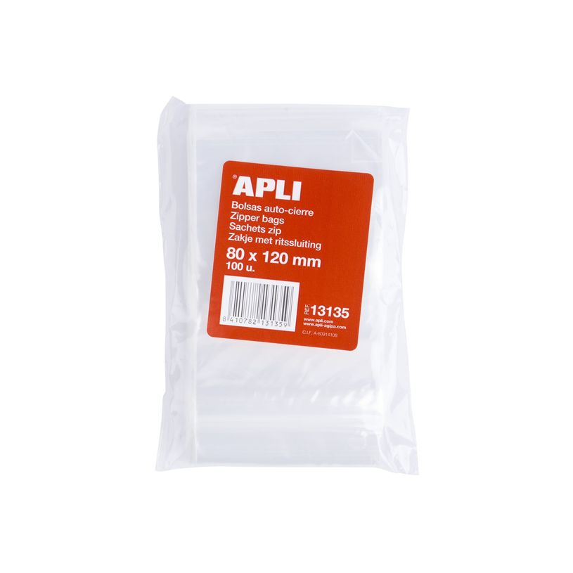 8410782131359-Apli Agipa - 100 Sachets à fermeture zip - 80 x 120 mm - transparent-P_300002330_1-0