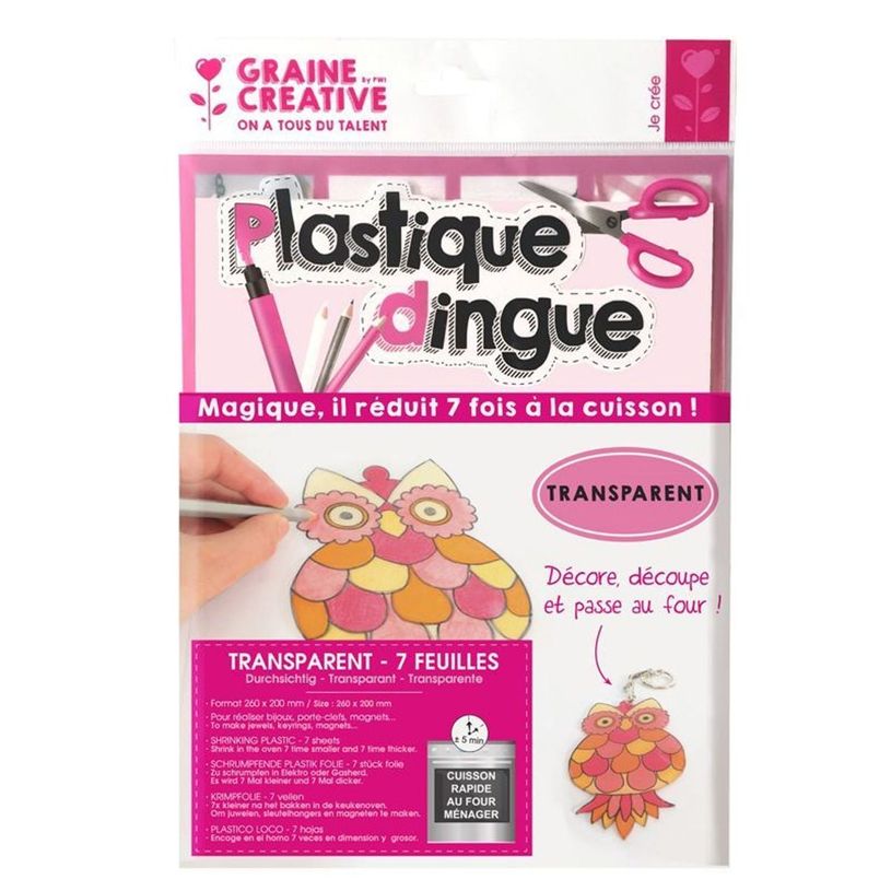 3532435403011-Graine Créative - Plastique Dingue Transparent - 7 Feuilles--0