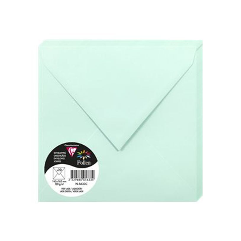 3329680056334-Pollen - enveloppe - 165 x 165 mm - côté ouvert - vert jade - pack de 20-P_300006456_1-0