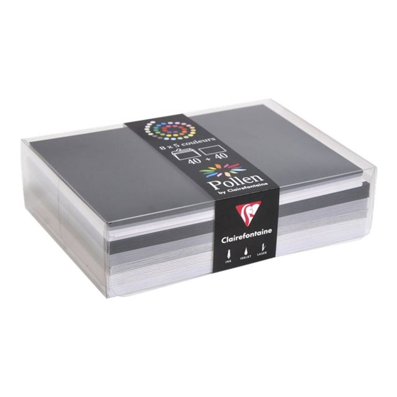 3329680208320-Clairefontaine - enveloppe - International C6 (114 x 162 mm) - côté ouvert - noir, blanc, argent, blanc i-P_300007131_1-0