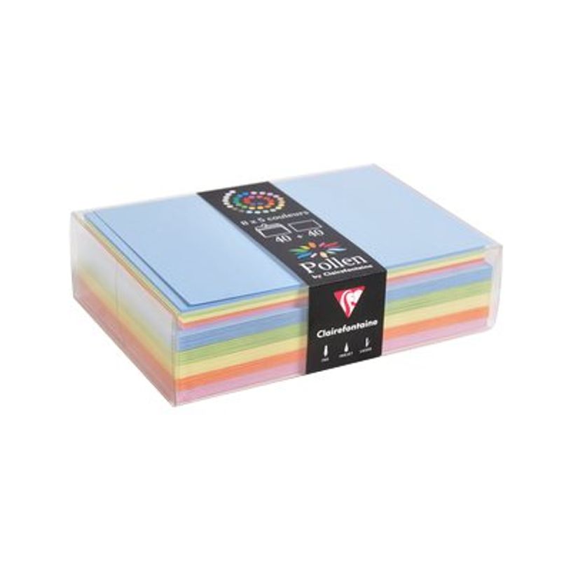 3329680208023-Clairefontaine Pollen Spring - cartes de visite + enveloppes - 40 unités-P_300007132_1-0