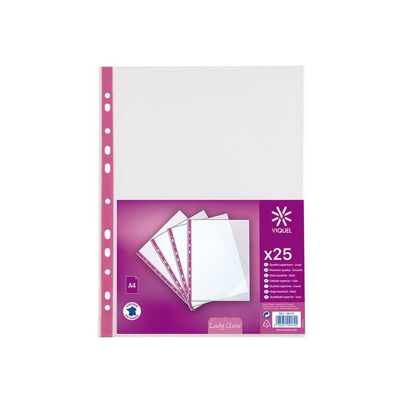 3135251091792-Viquel Lady Class - Pochette perforée - pour A4 (210 x 297 mm) - incolore (pack de 25)-P_300008691_1-0