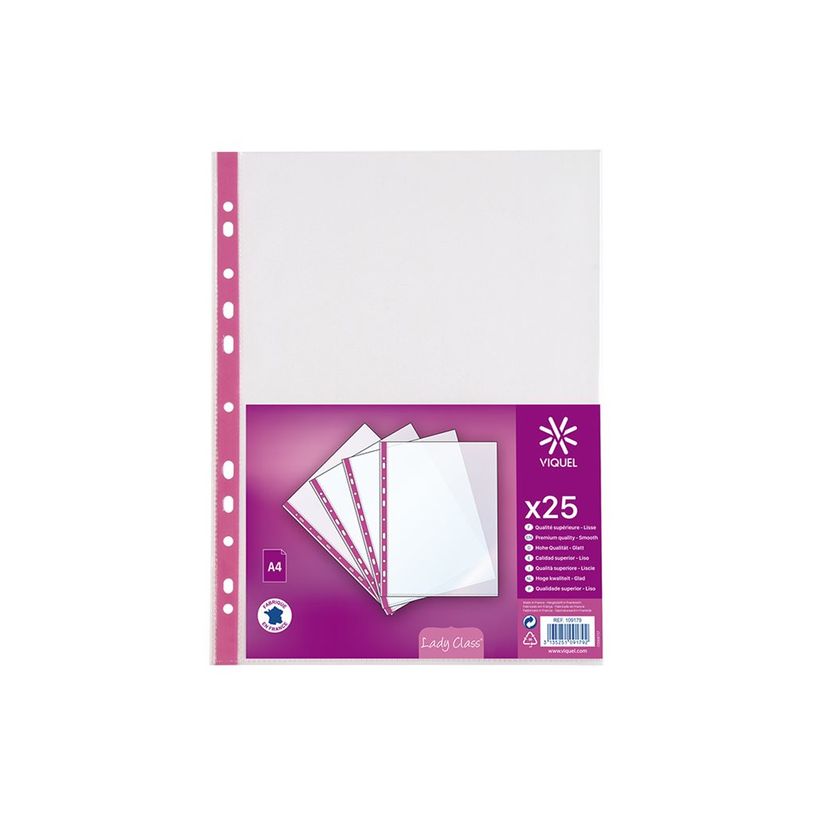 3135251091792-Viquel Lady Class - Pochette perforée - pour A4 (210 x 297 mm) - incolore (pack de 25)-P_300008691_2-1