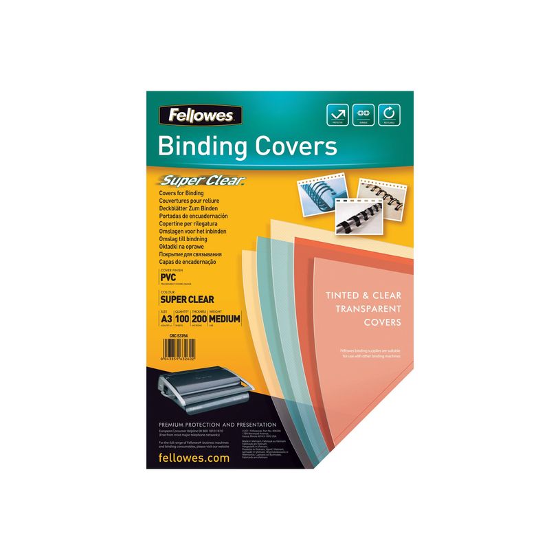 0077511537646-Fellowes Superclear PVC - 100 unités - couverture à reliure PVC-P_300008956_1-1