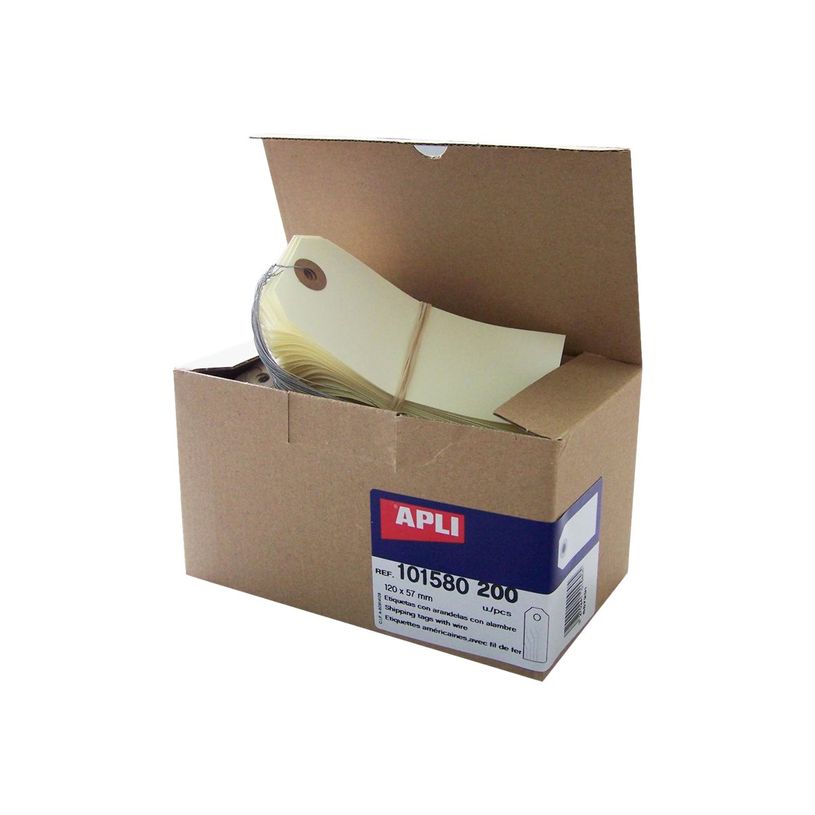3270241015805-Apli Agipa - 200 Étiquettes américaines - 5,7 x 12 cm - coloris crème avec oeillet marr-P_300009017_1-0
