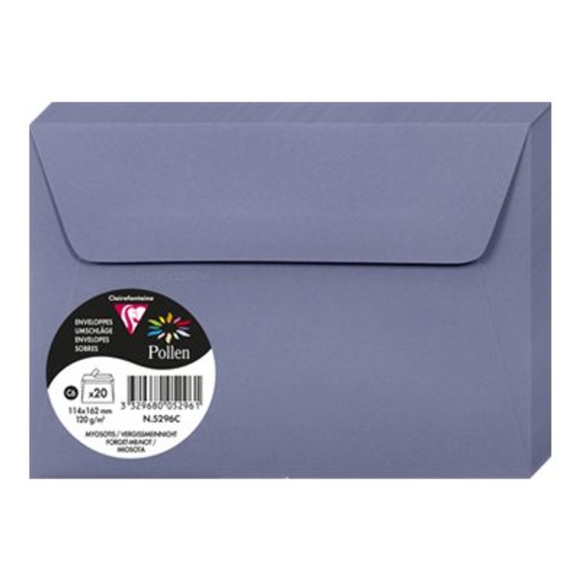 3329680052961-Pollen - enveloppe - International C6 (114 x 162 mm) - côté ouvert - myosotis - pack de -P_300009028_1-0