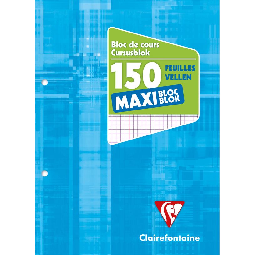 3329680581225-Bloc de cours perforé 2 trous + marge -  21x29.7 Maxi 300 Pages - 150 Feuilles Q.5x5mm-P_300011258_1-0