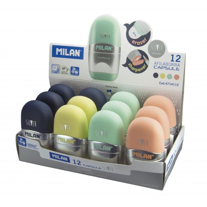 8411574060499-MILAN Silver - Gomme/tube taille-crayon - capsule - jaune, rose, turquoise, bleu marine (p-P_300013434_1-0