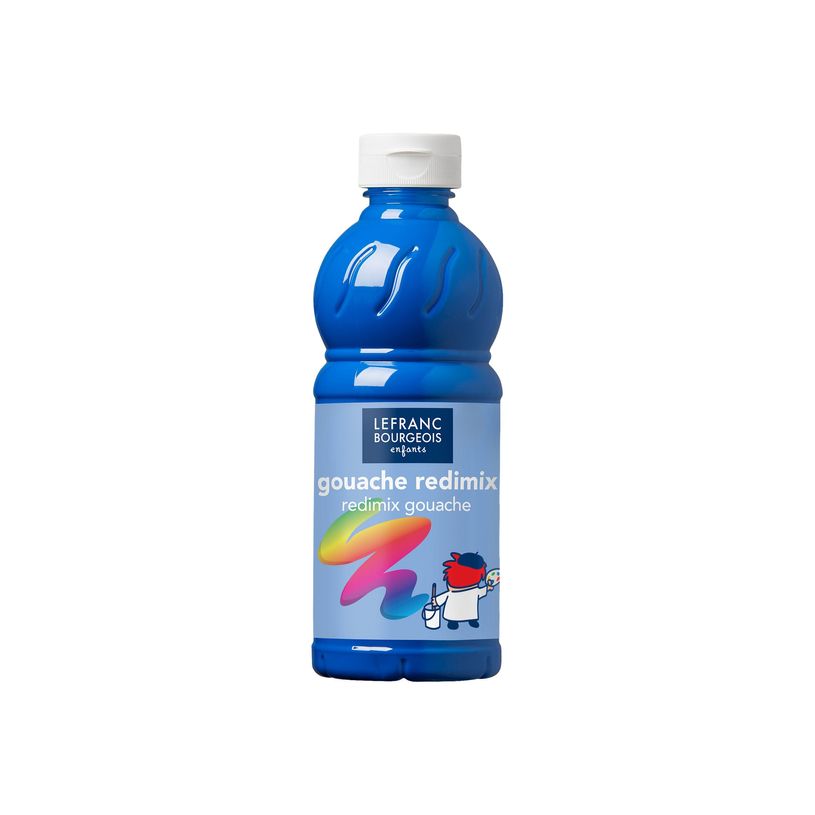 3013641880105-Lefranc Bourgeois Enfants Redimix - peinture - gouache - bleu primaire - 500 ml-P_300013507_1-0