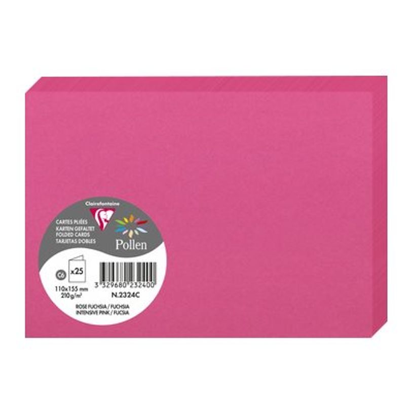 3329680232400-Clairefontaine Pollen - cartes pliées en deux - 25 carte(s) - 110 x 155 mm - 210 g/m²-P_300013917_1-1