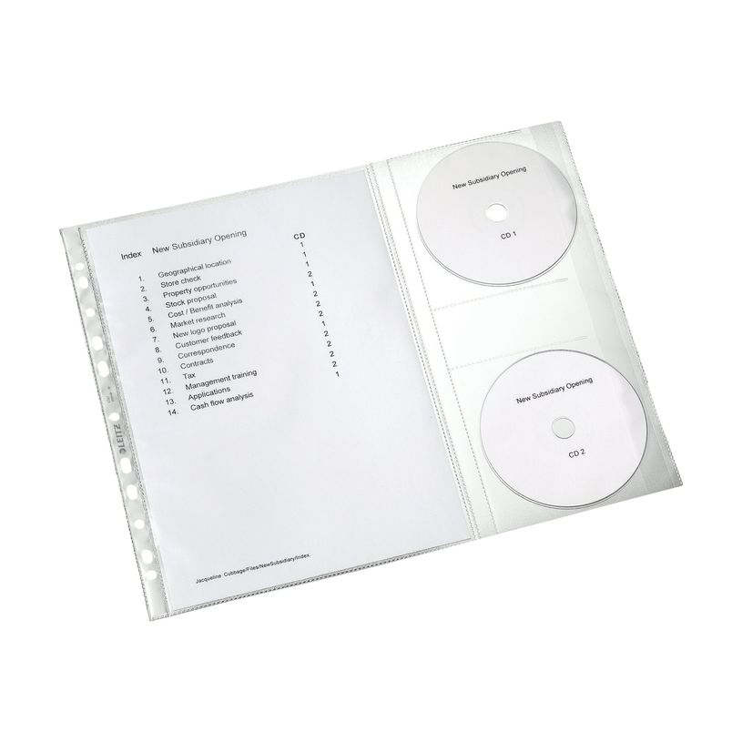 4002432363407-Leitz - pochette perforée - pour A4 - capacité : 40 feuilles - clair (pack de 5)-P_300014255_1-0