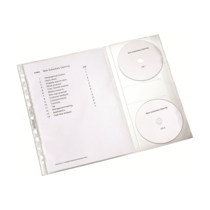 4002432363407-Leitz - pochette perforée - pour A4 - capacité : 40 feuilles - clair (pack de 5)-P_300014255_4-3