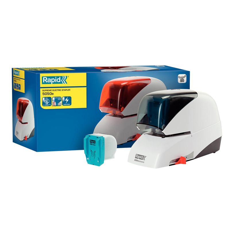 7313469932120-Rapid 5050e - agrafeuse électrique - 50 feuilles - plastique, métal - blanc et noir-P_300015905_11-7