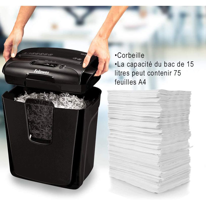 043859647422-Fellowes Powershred M-8C - destructeur de documents coupe croisée - 8 feuilles - Corbeill-P_300018456_13-3