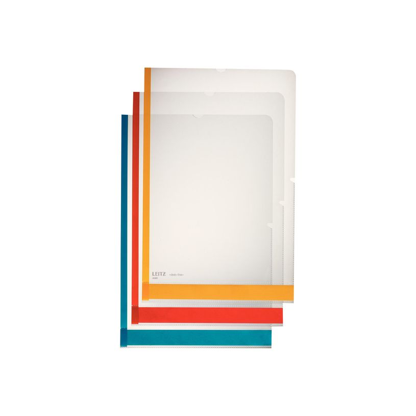 4002432358014-Leitz - pochette coin - pour A4 - clair avec bords bleus, clair avec bords rouges, clair a-P_300019196_1-0