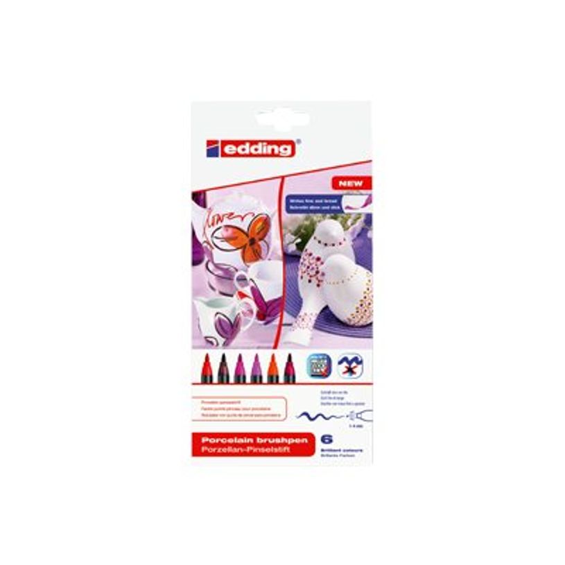 4004764928156-Set de 6 feutres pinceau pour porcelaine Edding 4200 – Couleurs chaudes – Résistants -P_300020873_2-1