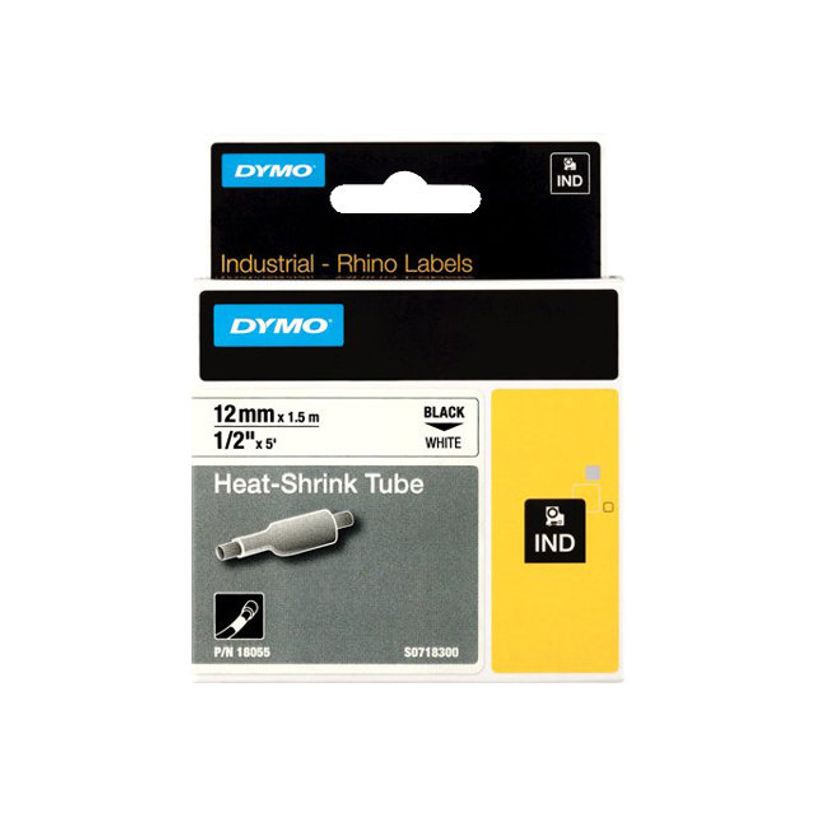 0071701180551-DYMO Rhino tubes thermorétractables - Polyoléfine - noir sur blanc - rouleau (1,3 cm x 1-P_300023880_5-0