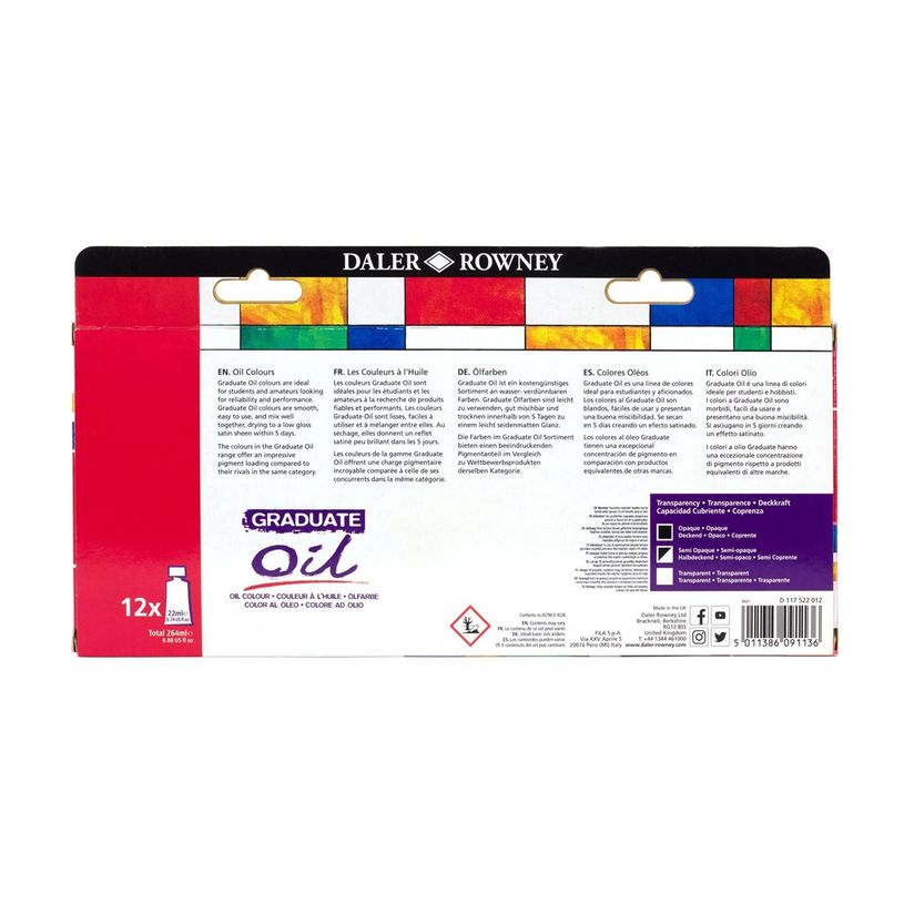 5011386091136-Daler-Rowney Graduate - Ensemble de peinture - 12 parties - peinture à l'huile - 12 couleurs - couleurs assort-P_300027804_6-3