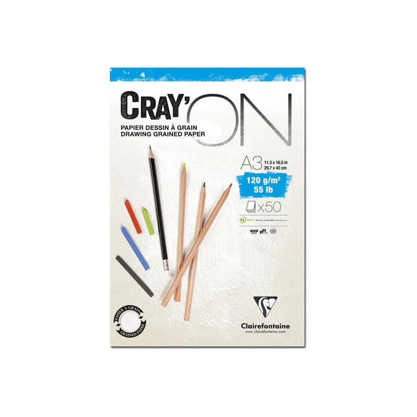 3329689750219-Clairefontaine Cray'On - papier à dessin - A3 - 50 feuilles-P_300028593_1-0