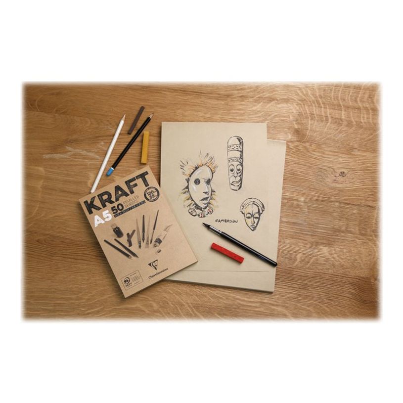 3329689758154-Clairefontaine Kraft - bloc encollé - A4 - 50 feuilles-P_300028595_3-2