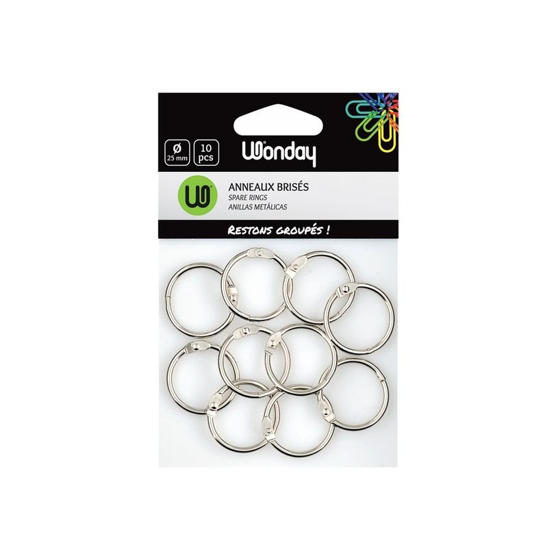 3701254707260-Wonday - 10 anneaux brisés - porte-clés - diamètre de 25 mm-P_300028830_1-0