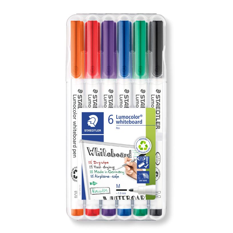 4007817044650-STAEDTLER LUMOCOLOR 301 - Pack de 6 marqueurs feutres effaçables - couleurs assorties-P_300028908_1-0