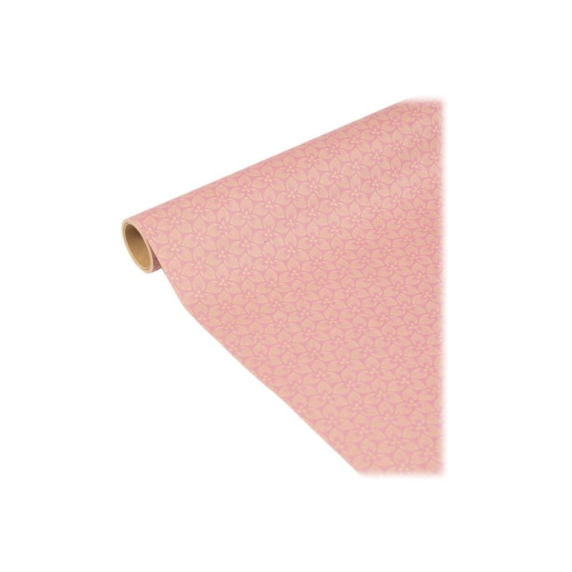 3329682238288-Clairefontaine Knalt - emballage cadeau - 35 cm x 5 m - Rose floral - papier kraft - 1 rou-P_300029229_3-2