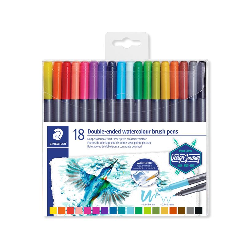 4007817042830-STAEDTLER Design Journey - 18 Feutres double pointe - couleurs assorties-P_300029753_1-0