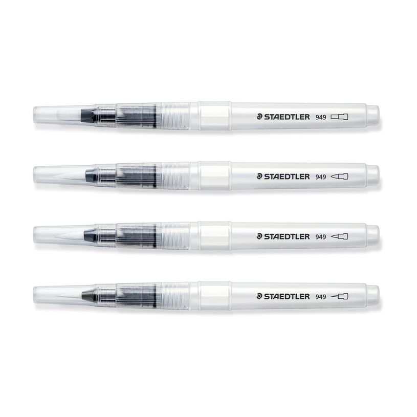 4007817051641-STAEDTLER 949 - Water brush set - 4 parties - round fine, round medium, round large, chise-P_300029763_3-1