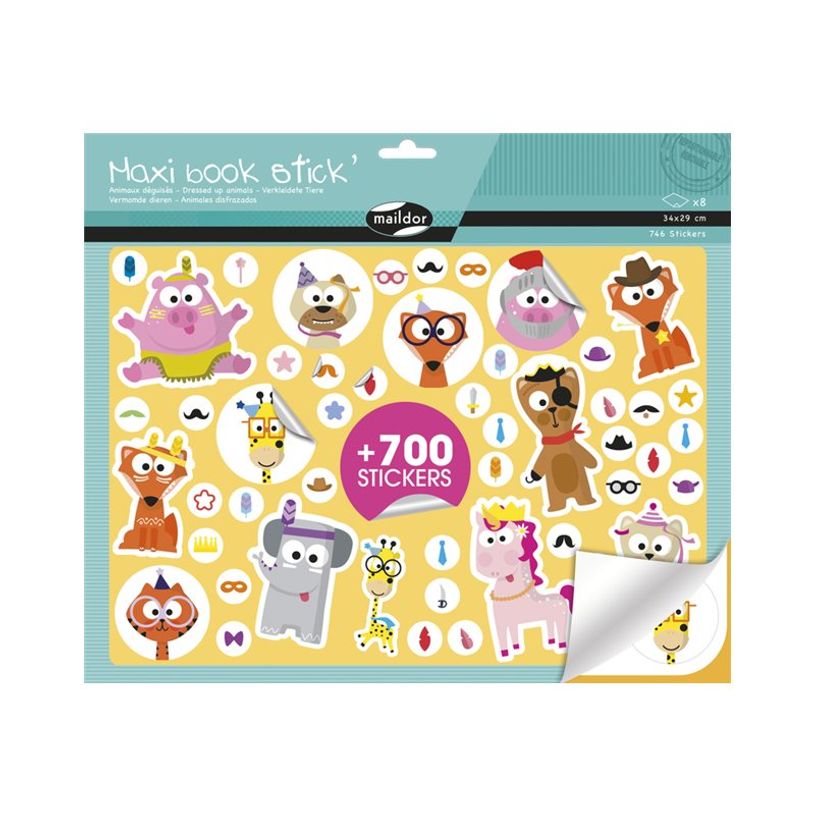 3609510911751-Maildor Maxi Book Stick' - adhésif décoratif - dressed up animals - 8 feuilles (pack de -P_300029808_2-1