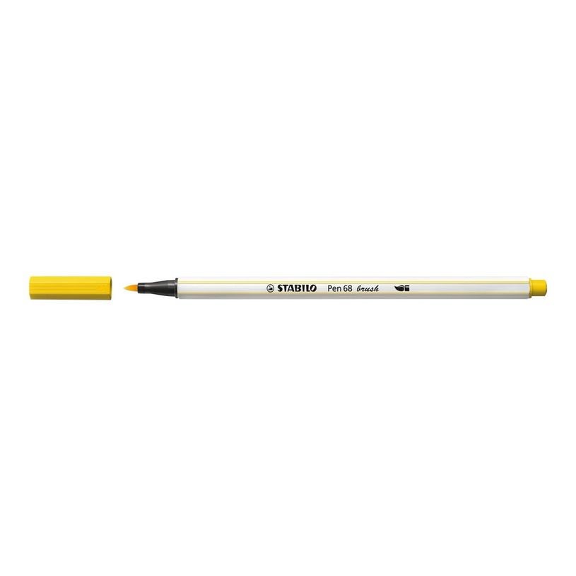 4006381545525-STABILO Pen 68 Brush - feutre pinceau à pointe souple - jaune-P_300029996_1-0