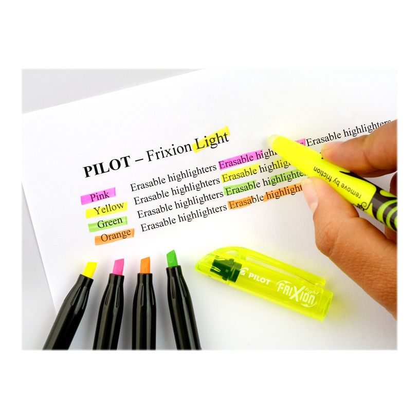 3131910546818-Pilot FriXion Light - Pack de 4 surligneurs - vert, jaune, orange, rose-P_300030549_1-9