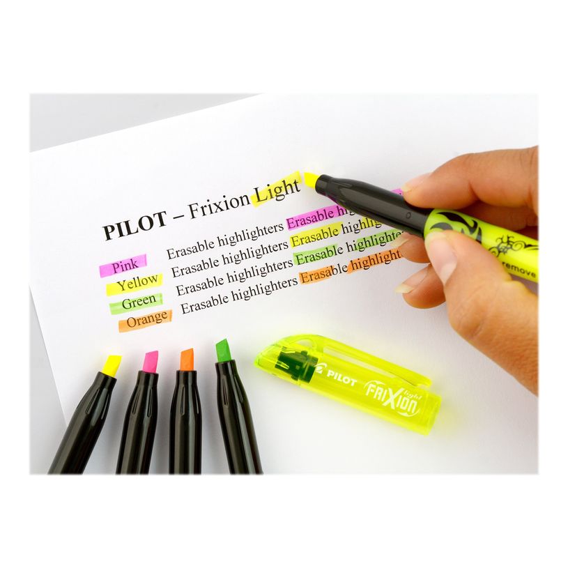 3131910546818-Pilot FriXion Light - Pack de 4 surligneurs - vert, jaune, orange, rose-P_300030549_2-1