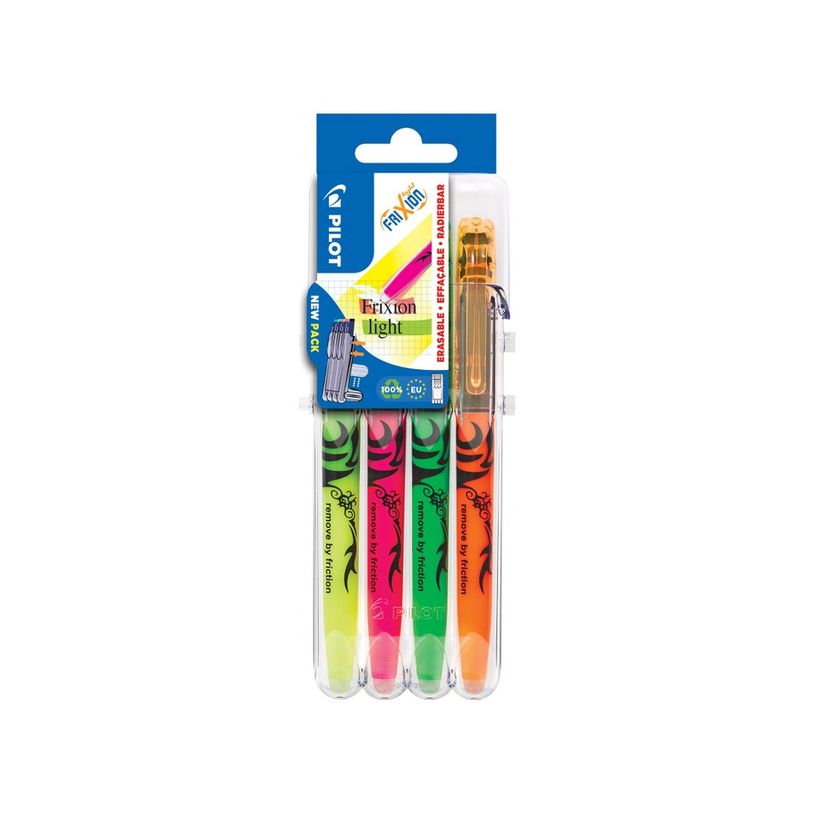 3131910546818-Pilot FriXion Light - Pack de 4 surligneurs - vert, jaune, orange, rose-P_300030549_3-0