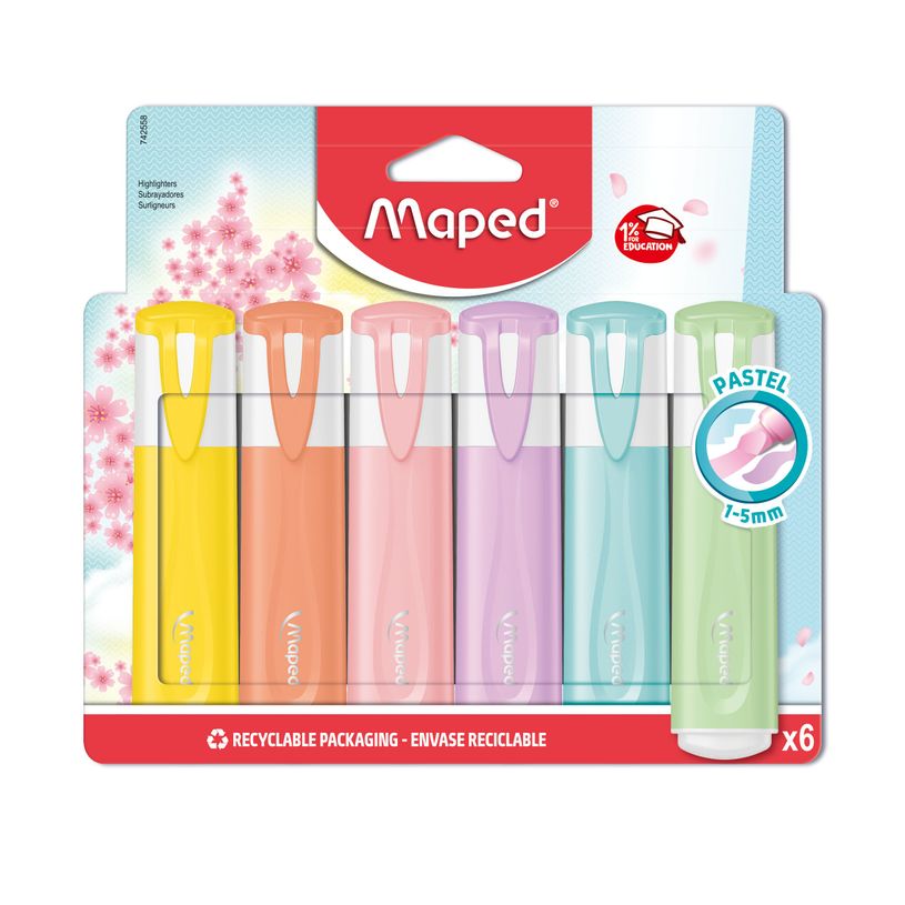 3154147425589-Maped Fluo Peps Pastel - Pack de 6 surligneurs - couleurs assorties-P_300031510_4-0