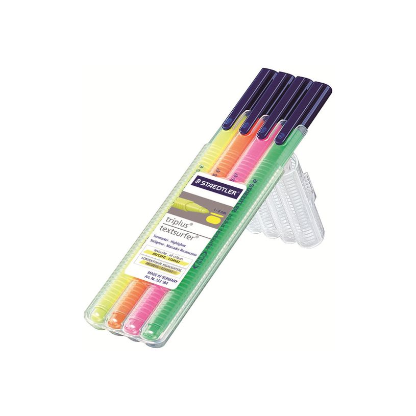 4007817362020-STAEDTLER triplus textsurfer - Surligneur - vert fluo, jaune fluo, orange fluo, rose néon - encre pigmentée à b-P_300033437_1-0
