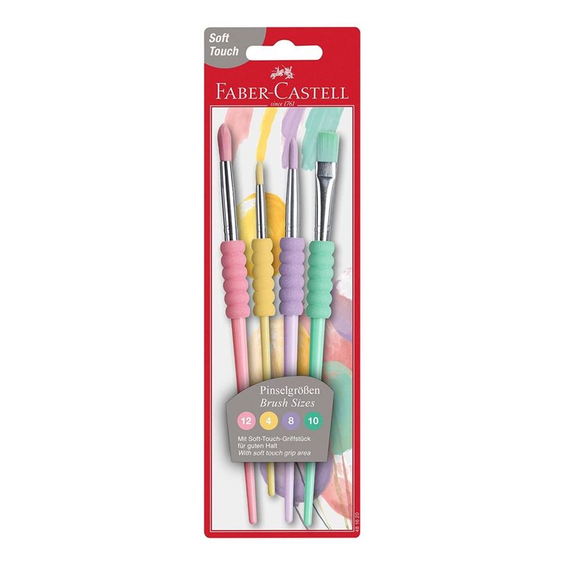 4005404816208-Faber Castell - Pack de 4 pinceaux de taille différente - soft touch - couleurs assorties-P_300034124_1-0