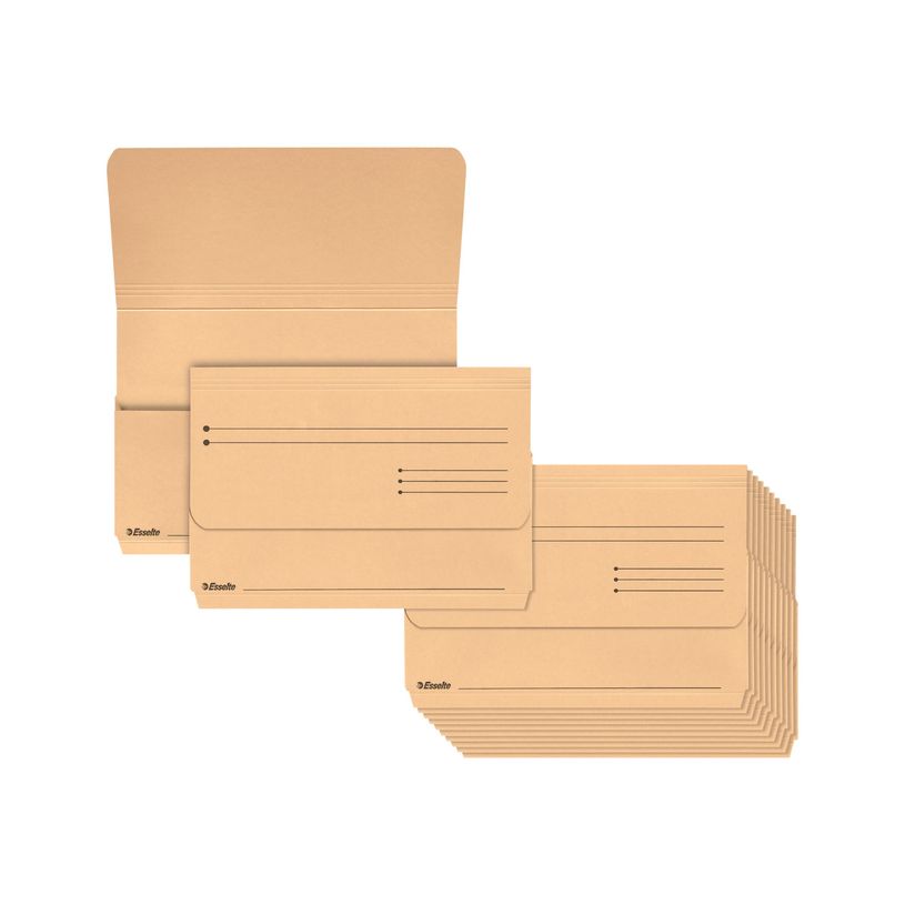 5411313158404-Esselte - 25 Chemises à rabat avec dos extensible - 275 g/m² - chamois-P_300034174_1-0