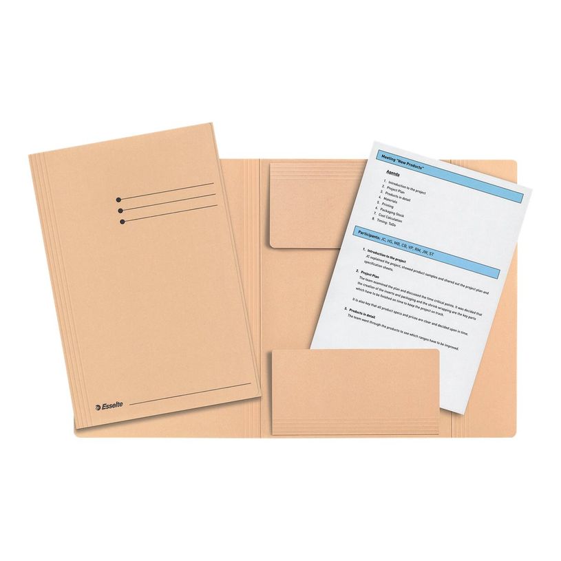 5411313894487-Esselte Manilla - chemise à 3 rabats - Folio - pour 200 feuilles - chamois (pack de 50)-P_300034412_2-1