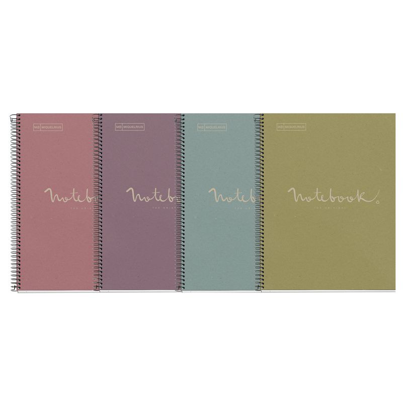 8422593060926-Notebook Eco Emotions, Carton recyclé, A4, quadrillage 5x5 mm, 80 feuilles de 1 couleur, Miquelrius, B--7