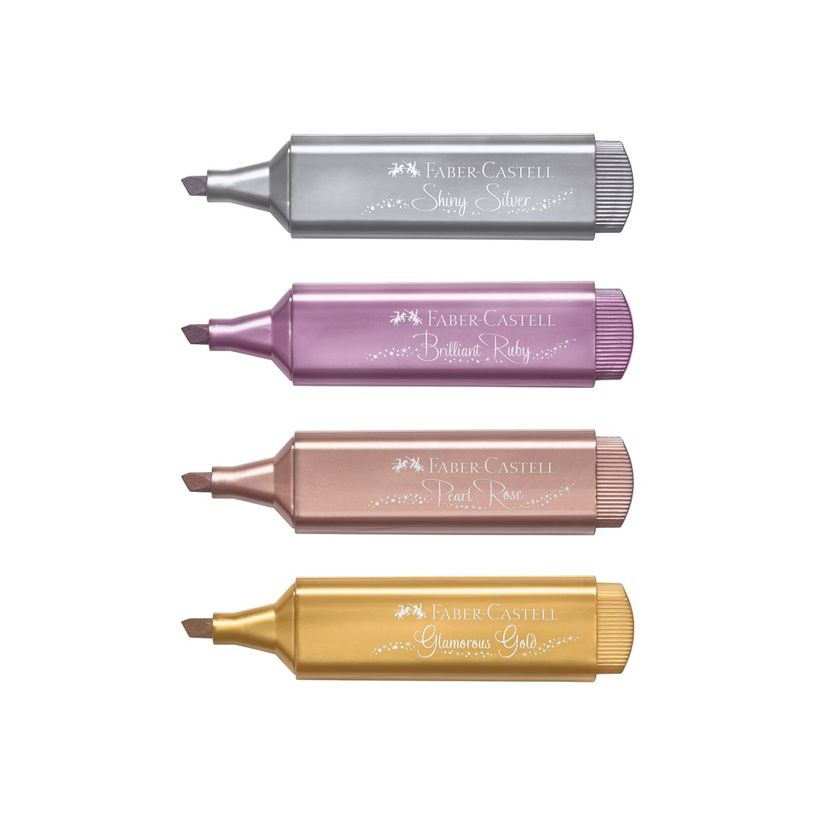 4005401546405-Faber-Castell TEXTLINER 46 Metallic - Pack de 4 surligneurs (rose perle, argent brillant, -P_300038023_1-0