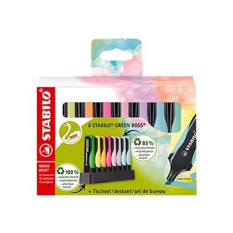 4006381572842-STABILO GREEN BOSS - Pack de 8 surligneurs - couleurs assorties - encre à l'eau - 2-5 mm-P_300038231_1-0