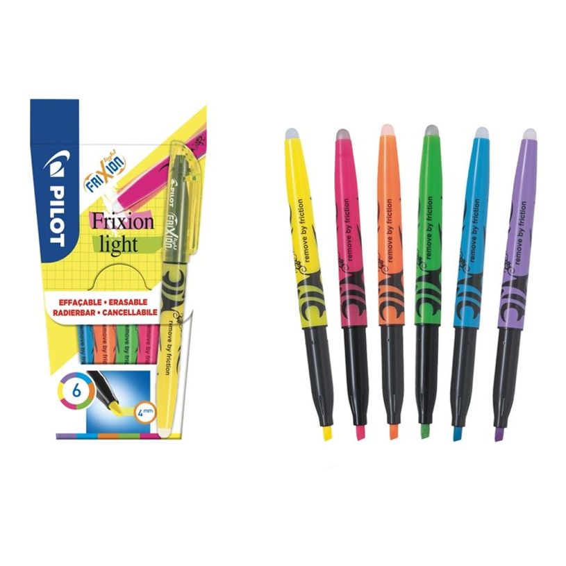 3131910572565-Pilot FriXion Light - Pack de 6 surligneurs effaçables - encre thermosensible - pointe mo-P_300038477_3-0