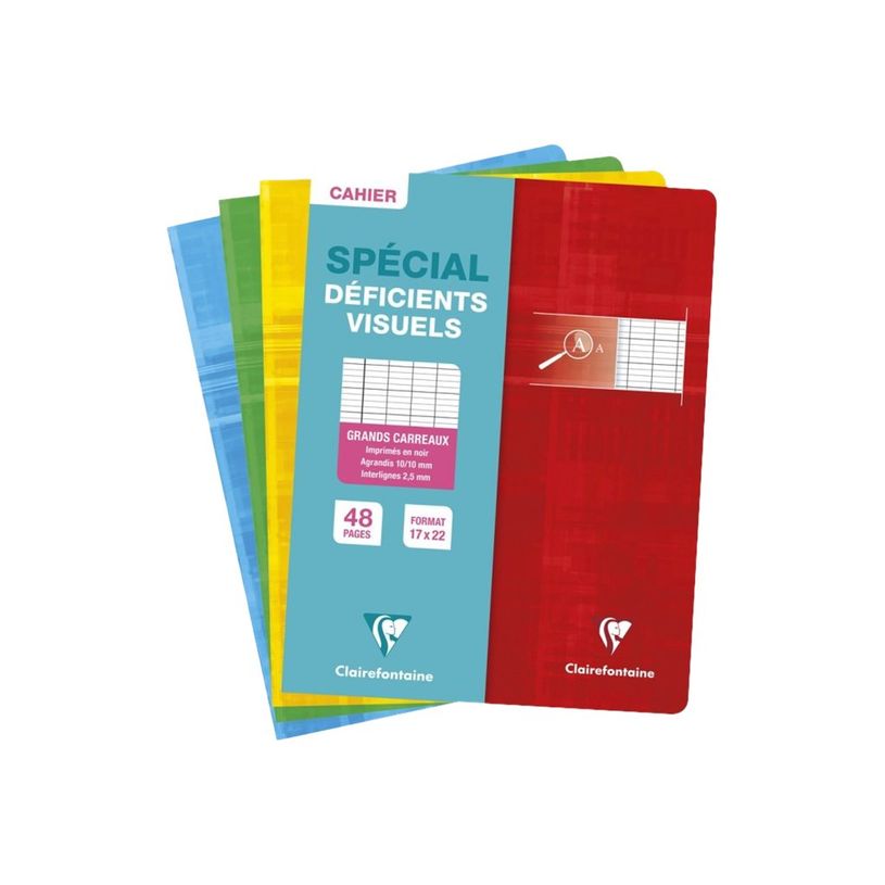 3329680039962-Clairefontaine - Cahier pour déficients visuels - 17 x 22 cm - 48 pages - grands carreaux noirs agrandis - disponi-P_300038841_1-0