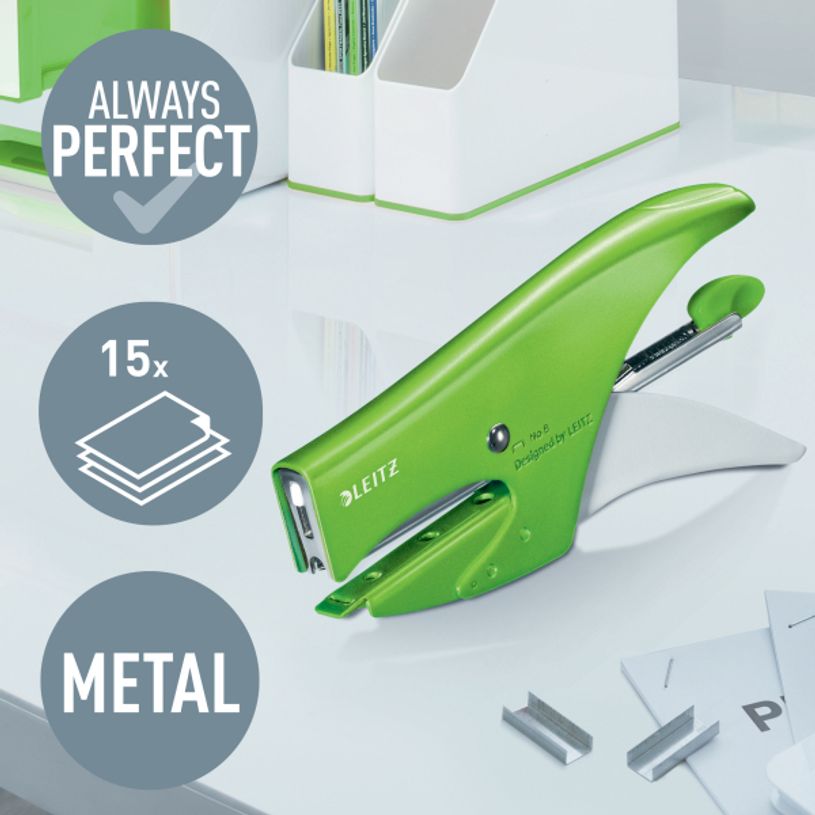 4002432123803-Leitz – WOW – Pince-Agrafeuse – 15 Feuilles-Agrafes N°10 Incluses – Vert--0