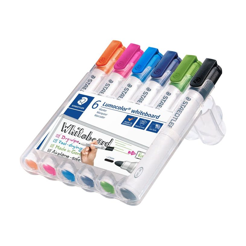 4007817074435-STAEDTLER Lumocolor 351 - Marqueur - pour verre, tableau blanc, porcelaine - noir, bleu, bleu clair, orange, rose,-P_300040555_1-0