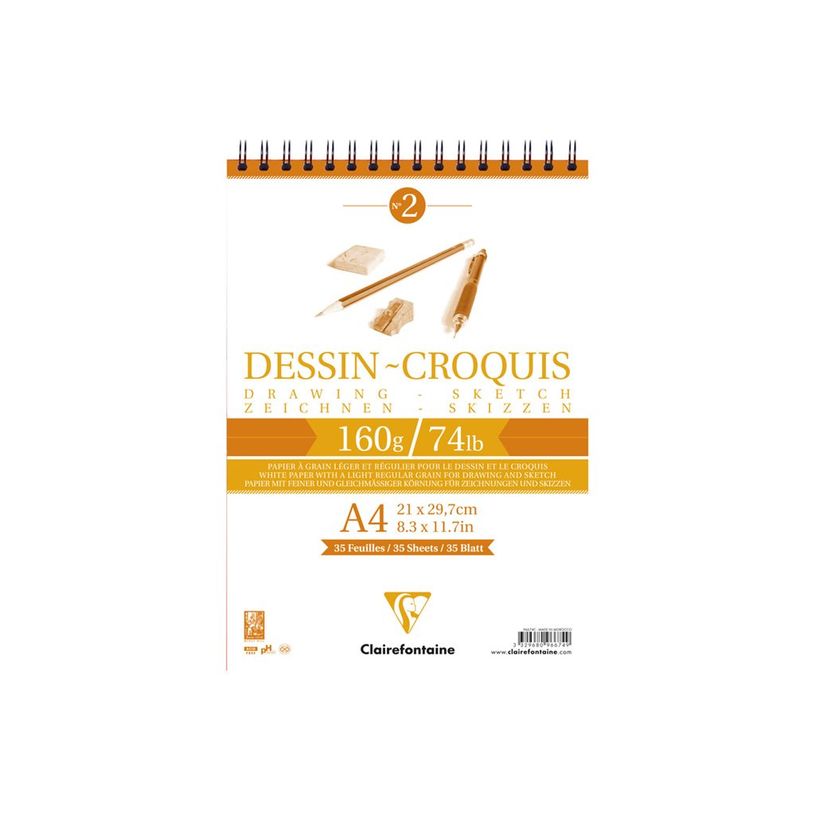 3329680966749-Clairefontaine - Bloc dessin croquis à spirale - A4 - 35 feuilles - 160 gr-P_300041789_1-0