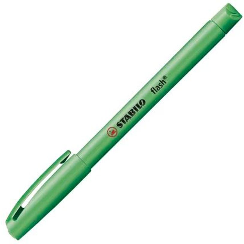 4006381131285-STABILO flash - Marcador - para papel de fax - verde fluorescente - tinta al agua - 1-3.5 mm--3